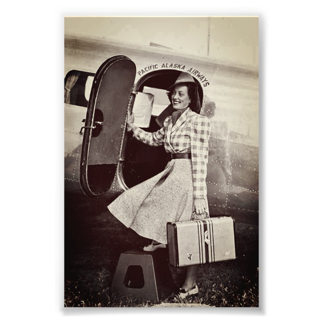Pacific Alaska Airlines Stewardess Air Hostess Photo Print (Front)