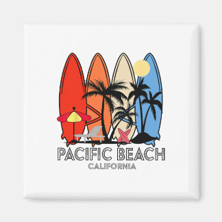 Pacific Beach California Retro Surfboard Vintage Magnet