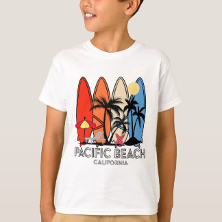 Pacific Beach California Retro Surfboard Vintage T-Shirt