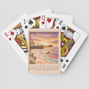 Pacific Beach San Diego 3D Textured Surfing Travel Poker Cards