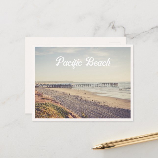 Pacific Beach San Diego Beach & Pier Postcard (Front/Back In Situ)