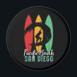Pacific Beach San Diego Vintage Retro Surfing Magnet<br><div class="desc">Vintage retro surfboard design for surfers who love surfing and riding the ocean waves. Cool summer holiday, spring break merchandise for those who enjoy hot sun, tropical weather, sunbathing under the palm tree. Grunge and distressed design to wear while enjoying the beach party and singing around the bonfire. Great souvenir,...</div>