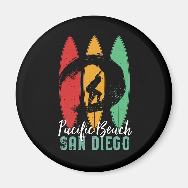 Pacific Beach San Diego Vintage Retro Surfing Magnet (Front)