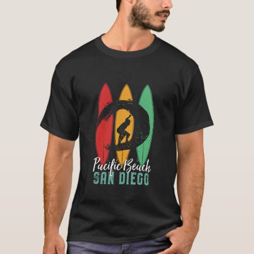 Pacific Beach San Diego Vintage Retro Surfing T_Shirt