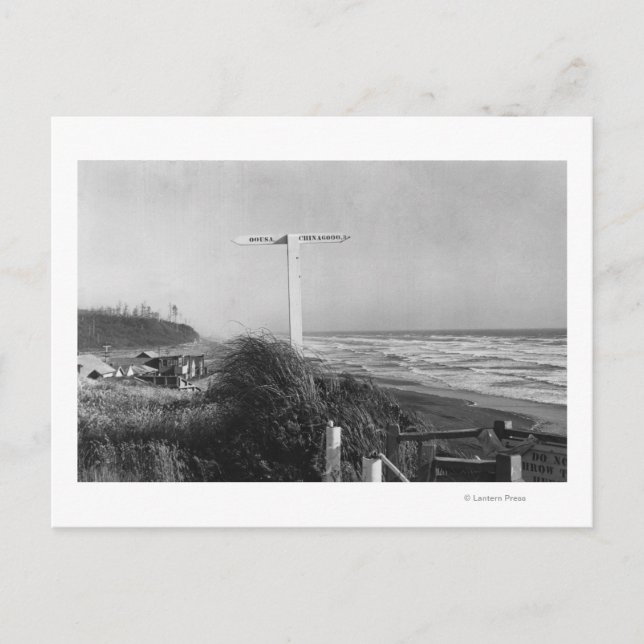 Pacific Beach, WA - Sign Miles to China Postcard (Front)