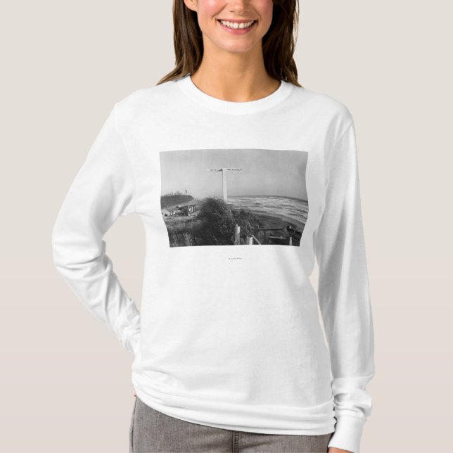 Pacific Beach, WA - Sign Miles to China T-Shirt (Front)