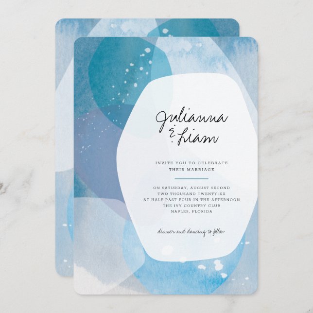 Pacific Blue Wedding Invitation (Front/Back)