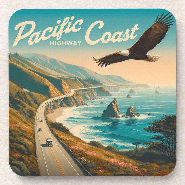Pacific Coast Highway Eagle Beverage Coaster (Front)