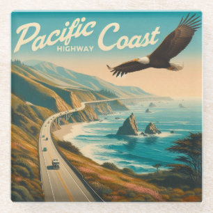 Pacific Coast Highway Eagle Glass Coaster