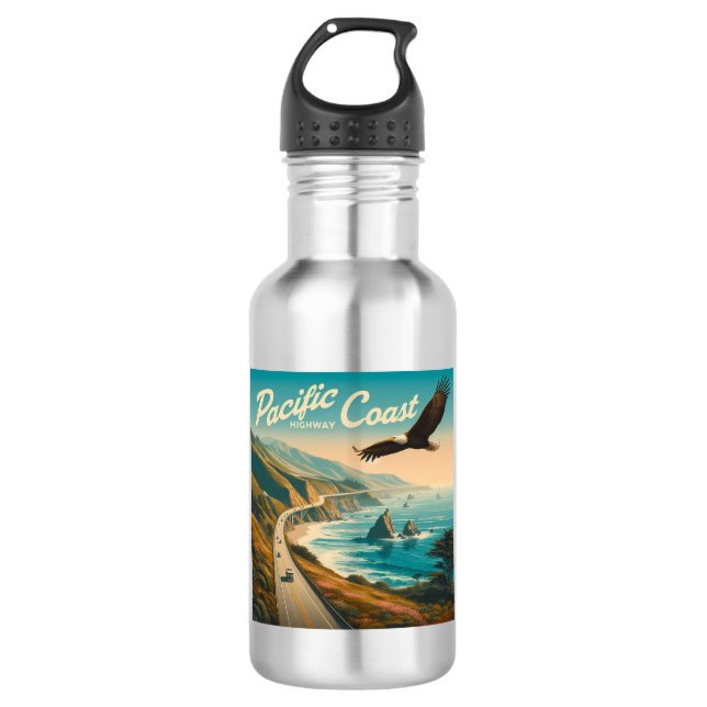 Pacific Coast Highway Eagle Stainless Steel Water Bottle (Front)