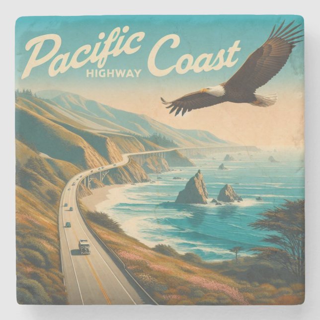Pacific Coast Highway Eagle Stone Coaster (Front)