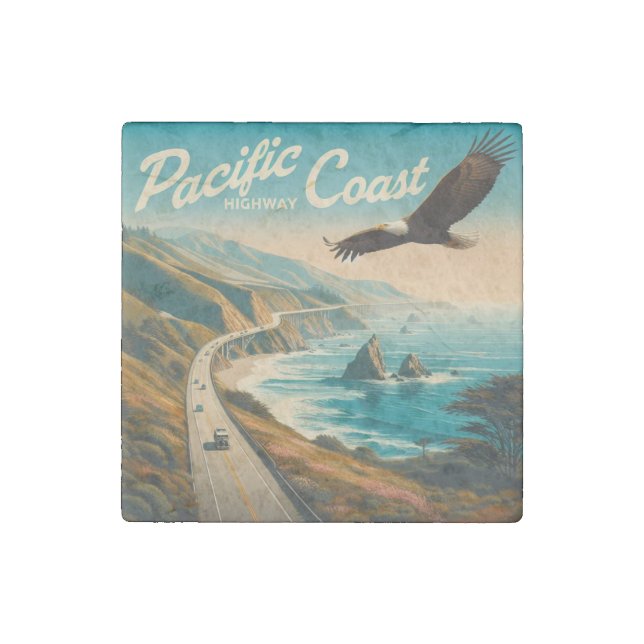 Pacific Coast Highway Eagle Stone Magnet (Front)