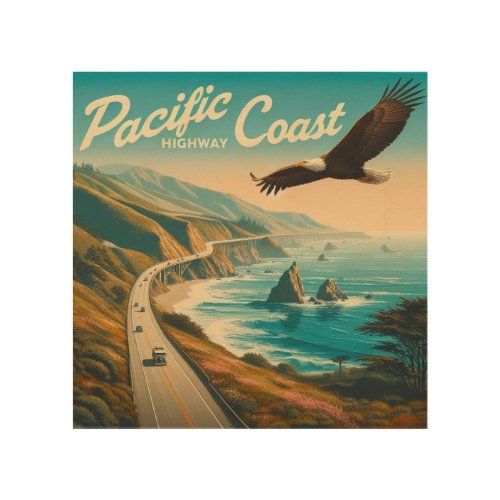 Pacific Coast Highway Eagle Wood Wall Art