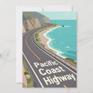 Pacific Coast Highway Graphic Travel Art Holiday Card