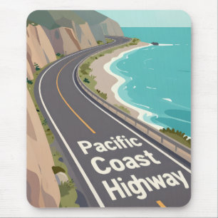 Pacific Coast Highway Graphic Travel Art Mouse Pad
