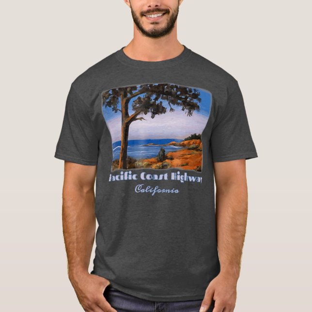 Pacific Coast Highway Hwy One California Retro T-Shirt (Front)