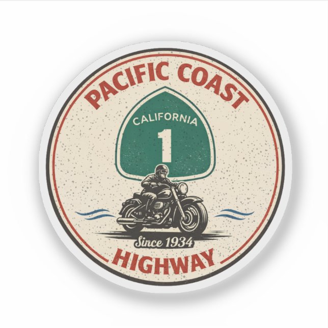 pacific coast highway motorcycle california route  sticker (Front)