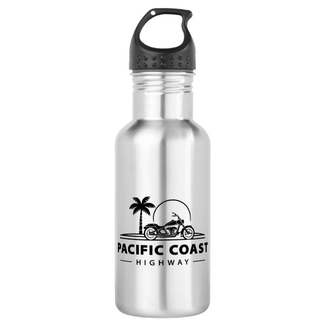 Pacific Coast Highway Motorcycle Stainless Steel Water Bottle (Front)