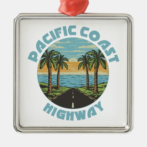 Pacific Coast Highway Palm Trees Metal Ornament
