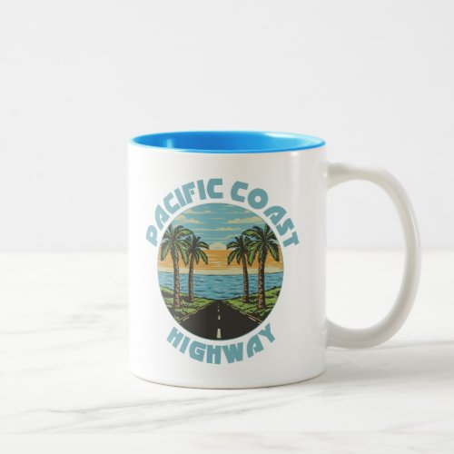 Pacific Coast Highway Palm Trees Two_Tone Coffee Mug