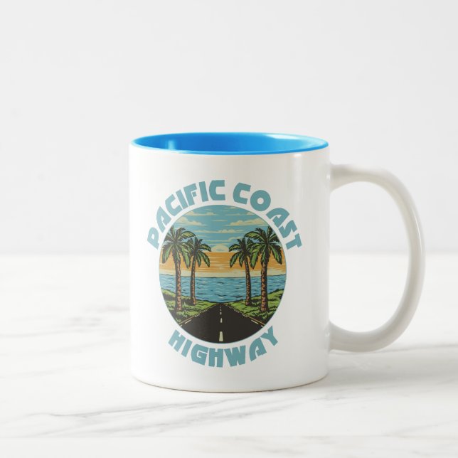 Pacific Coast Highway Palm Trees Two-Tone Coffee Mug (Right)