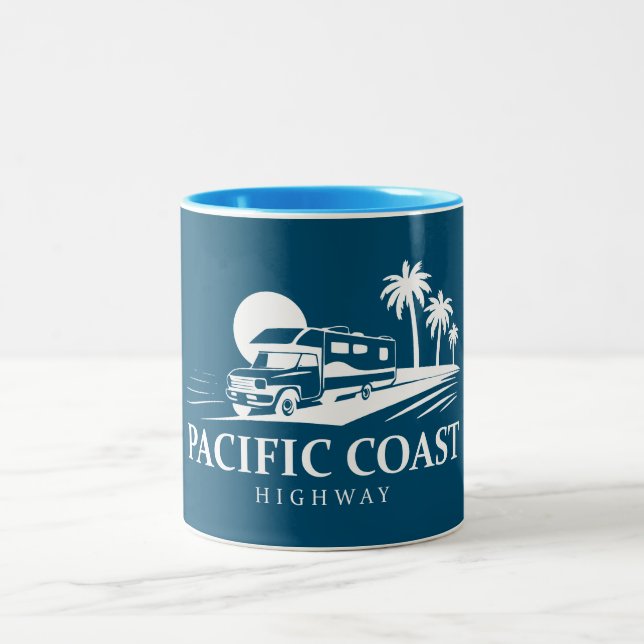 Pacific Coast Highway Recreational Vehicle Two-Tone Coffee Mug (Center)