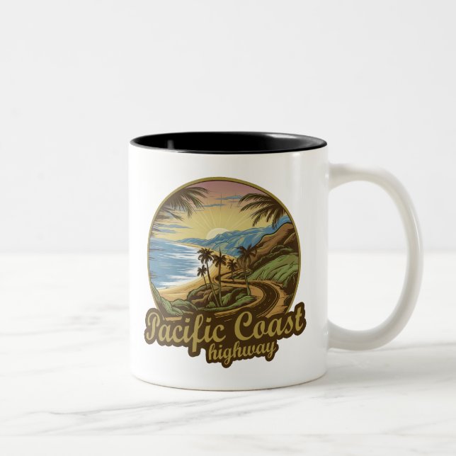 Pacific Coast Highway Retro Two-Tone Coffee Mug (Right)