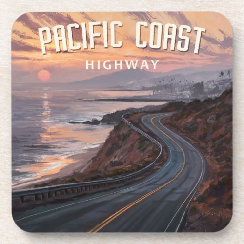 Pacific Coast Highway Sunset Beverage Coaster