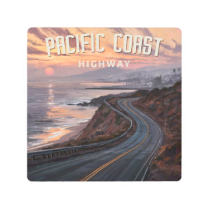 Pacific Coast Highway Sunset Metal Print