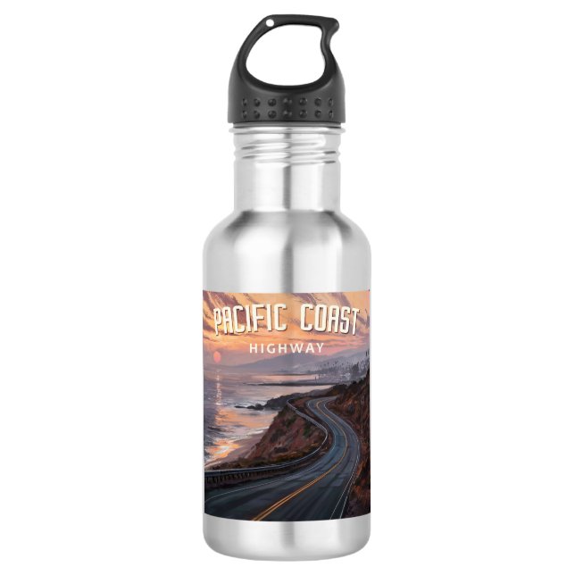 Pacific Coast Highway Sunset Stainless Steel Water Bottle (Front)