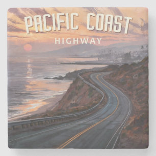 Pacific Coast Highway Sunset Stone Coaster