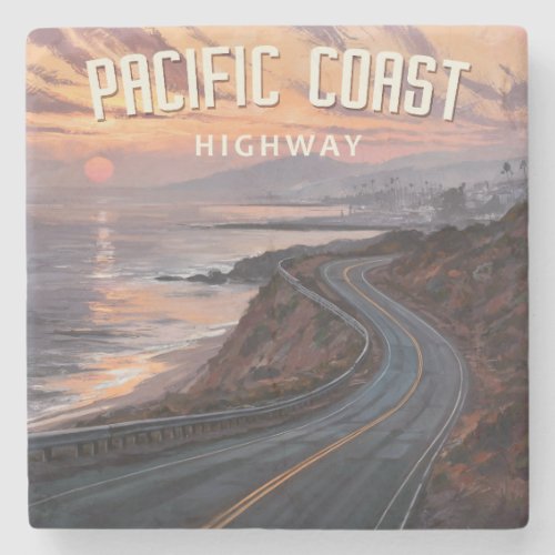 Pacific Coast Highway Sunset Stone Coaster