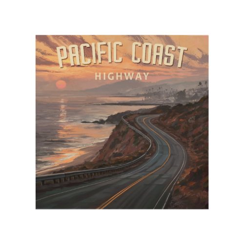 Pacific Coast Highway Sunset Wood Wall Art