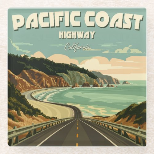 Pacific Coast Highway Vista Glass Coaster
