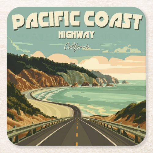 Pacific Coast Highway Vista Square Paper Coaster