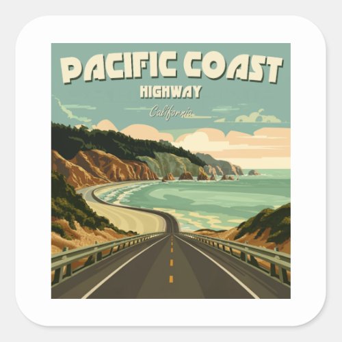 Pacific Coast Highway Vista Square Sticker