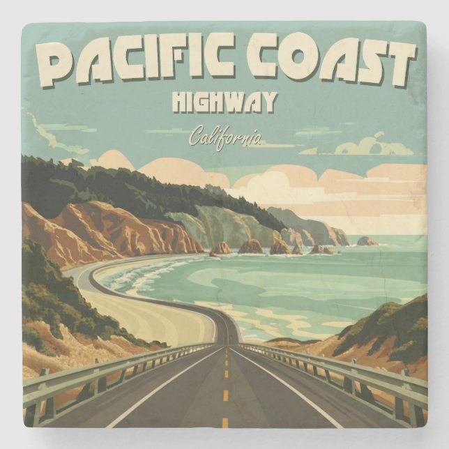 Pacific Coast Highway Vista Stone Coaster (Front)