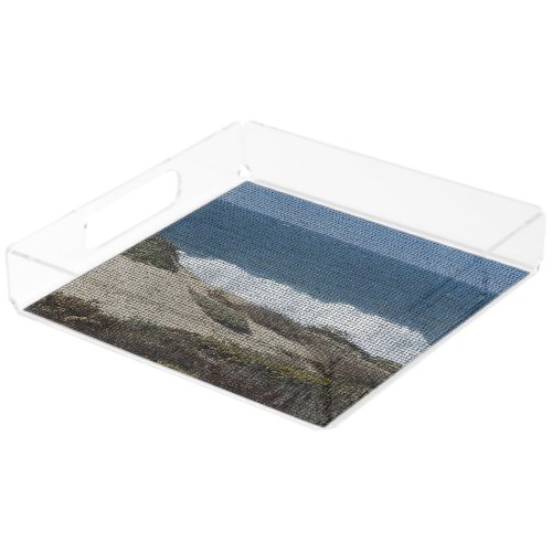 Pacific Coast Landscape Photo Beach Waves Mosaic Acrylic Tray