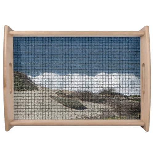 Pacific Coast Landscape Photo Beach Waves Mosaic Serving Tray