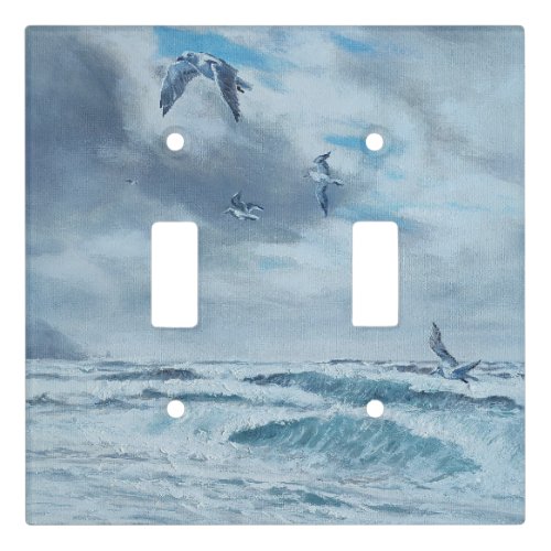 Pacific coast seascape beach seagulls waves light switch cover