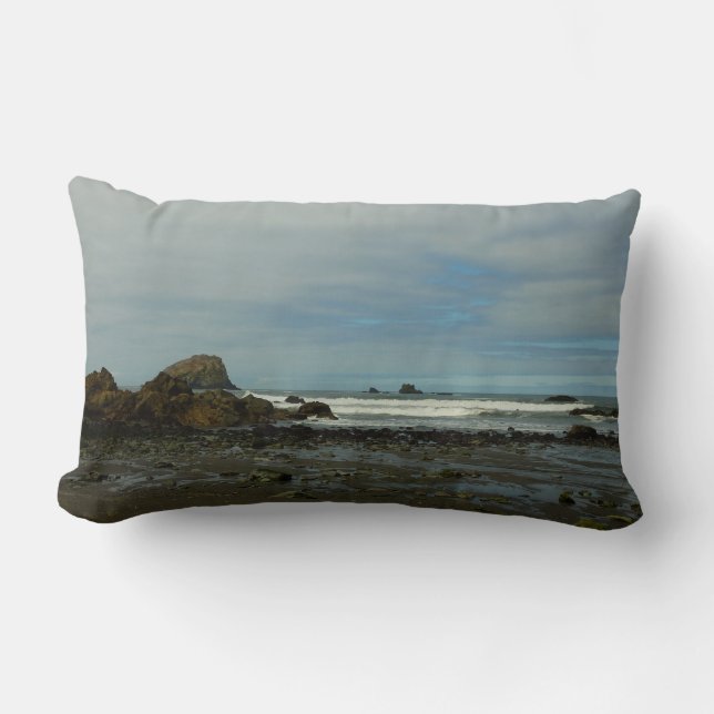 Pacific Coastline at Redwood National Park Lumbar Pillow (Front)