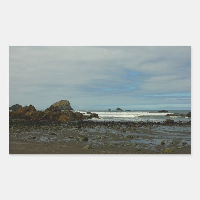 Pacific Coastline at Redwood National Park Rectangular Sticker (Front)