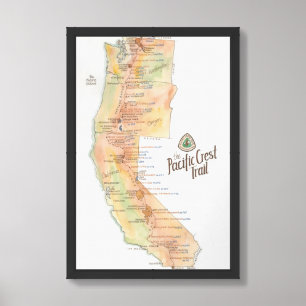 Pacific Crest Trail Map Framed Art