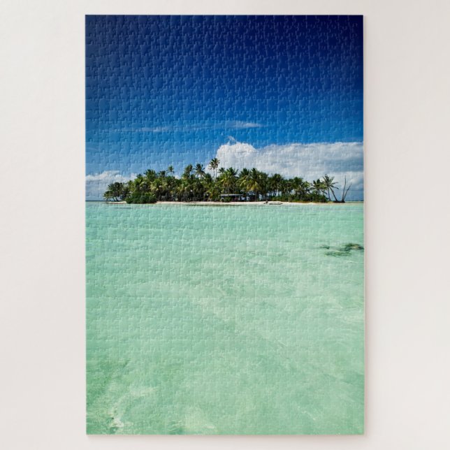 Pacific desert island with palm trees in lagoon jigsaw puzzle (Vertical)