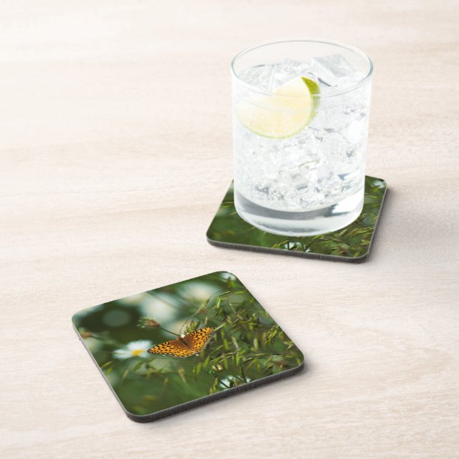 Pacific Fritillary Butterfly Drink Coaster (Right Side)