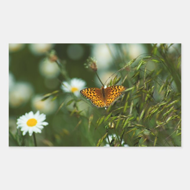 Pacific Fritillary Butterfly Rectangular Sticker (Front)