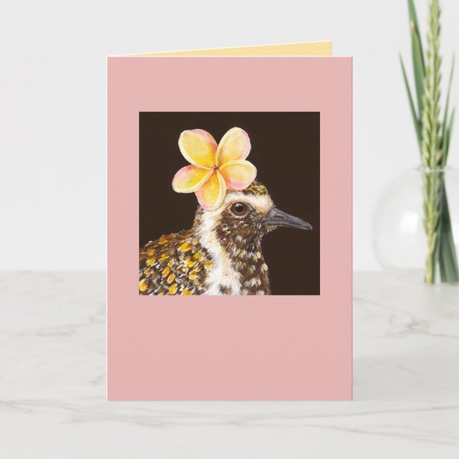 pacific golden plover with plumeria card (Front)