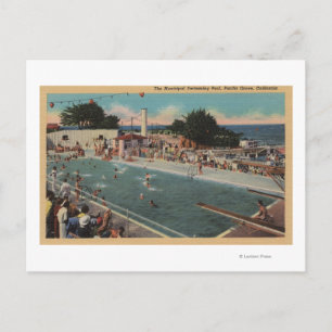 Pacific Grove, CA - Municipal Swimming Pool View Postcard