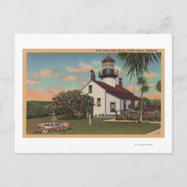 Pacific Grove, CA - Point Pinos Light House View Postcard (Front)