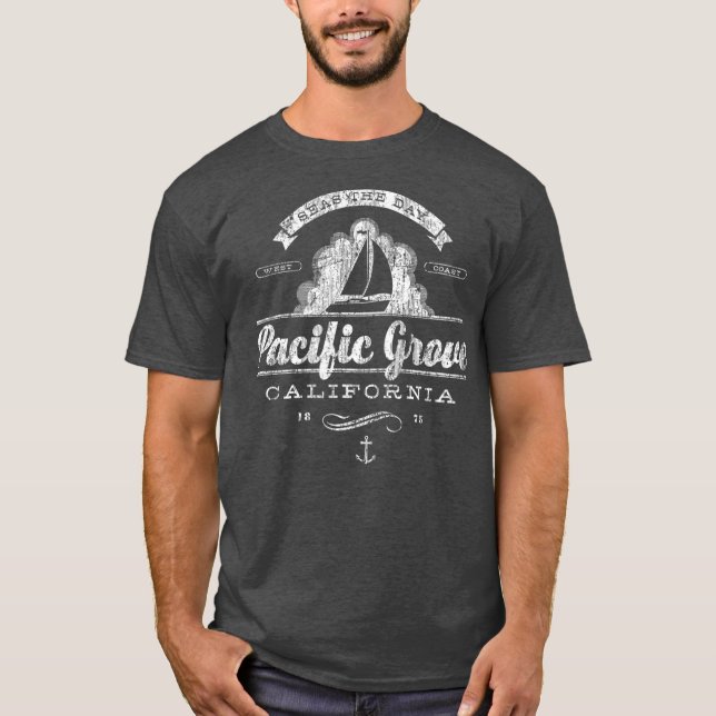 Pacific Grove CA Sailboat  Vintage Nautical T-Shirt (Front)